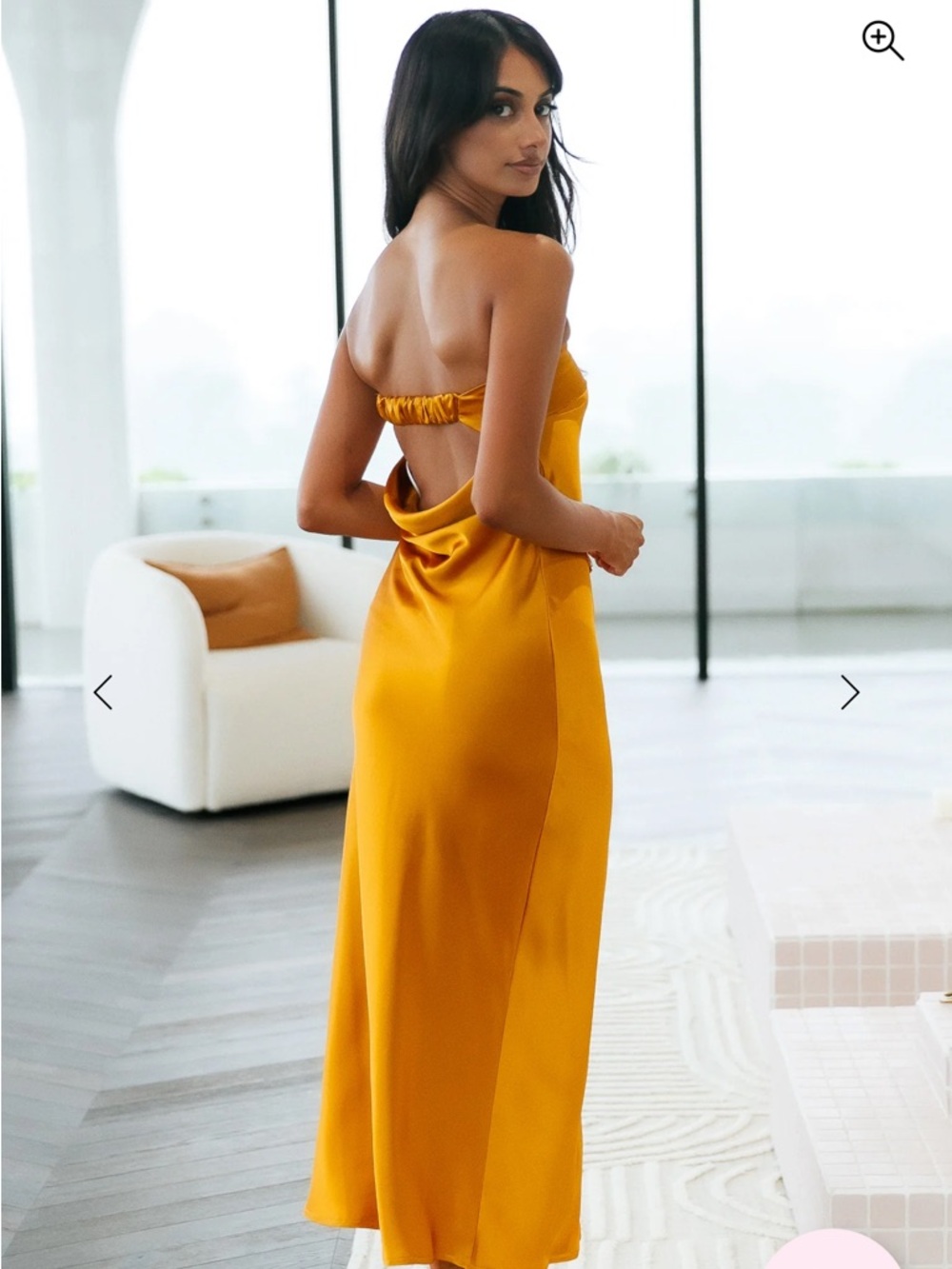 Gold strapless dress